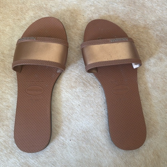 havaianas flip flops bronze gold brown - Picture 1 of 6